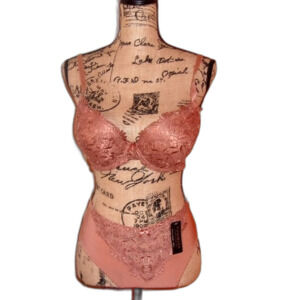 Youmita Cameo Brown Flower Embroidery 38D Underwire bra & Large Hipster